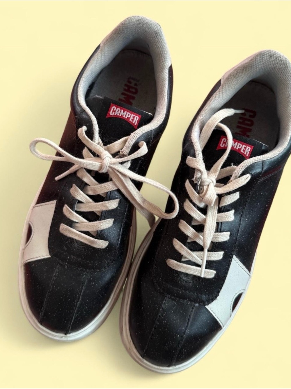 Camper Black and White Low-Top Lace-Up Sneakers